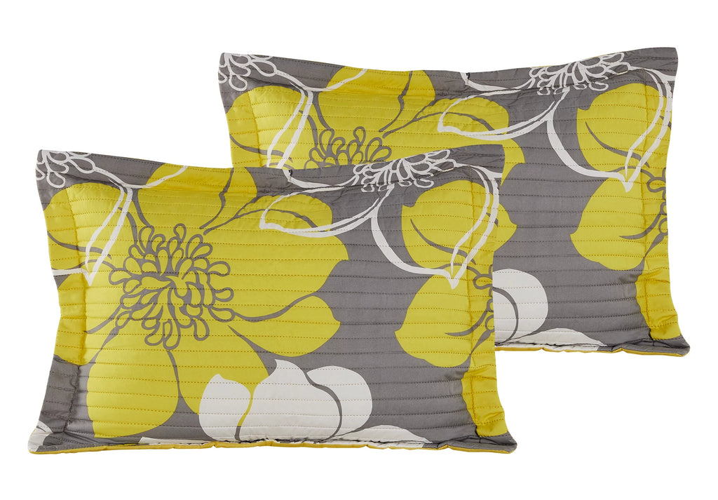 Yellow Queen 3-Piece Abstract Quilt Set J643