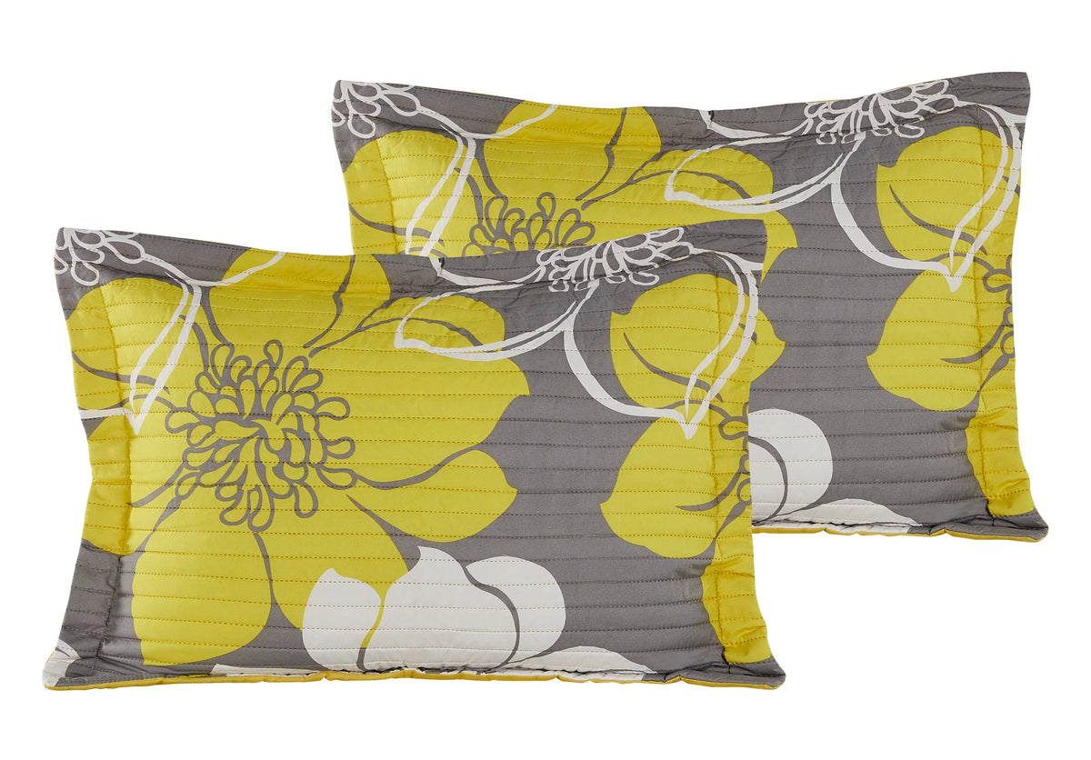 Yellow Queen 3-Piece Abstract Quilt Set J643