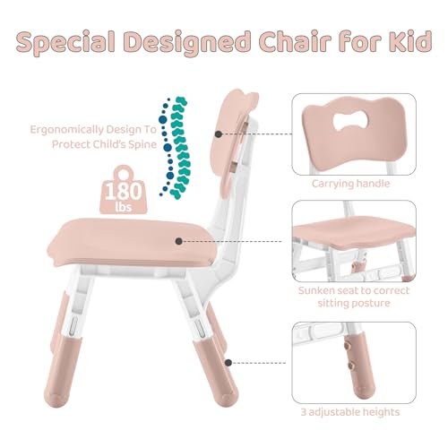 Height-Adjustable Kids Table and 2 Chairs Set with Graffiti Desktop O56270