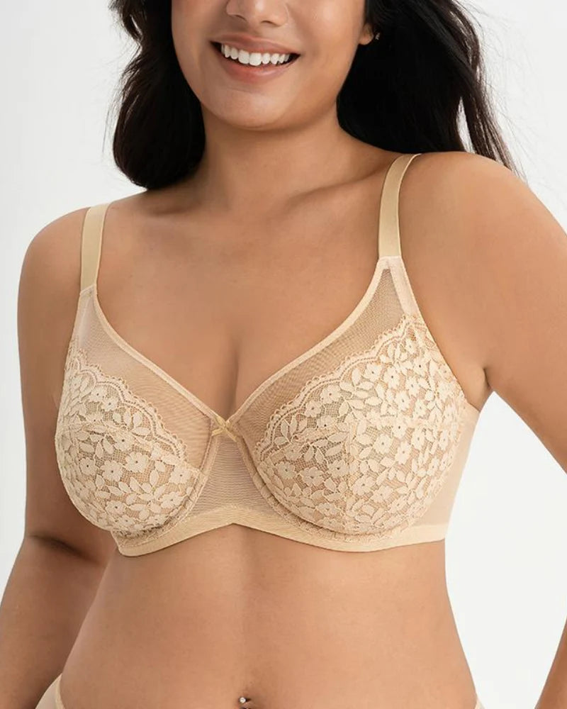 Floral Lace Minimizer Bra Full Coverage D2248