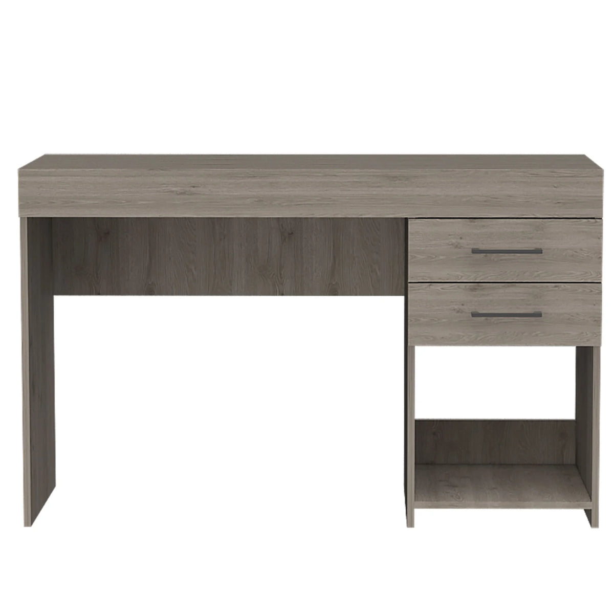 Light Gray Two Drawer Computer Desk with Lower Shelf S482