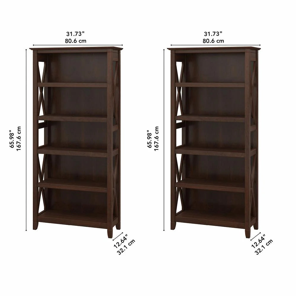 5 Shelf Bing Cherry Engineered Wood Bookcase O103581