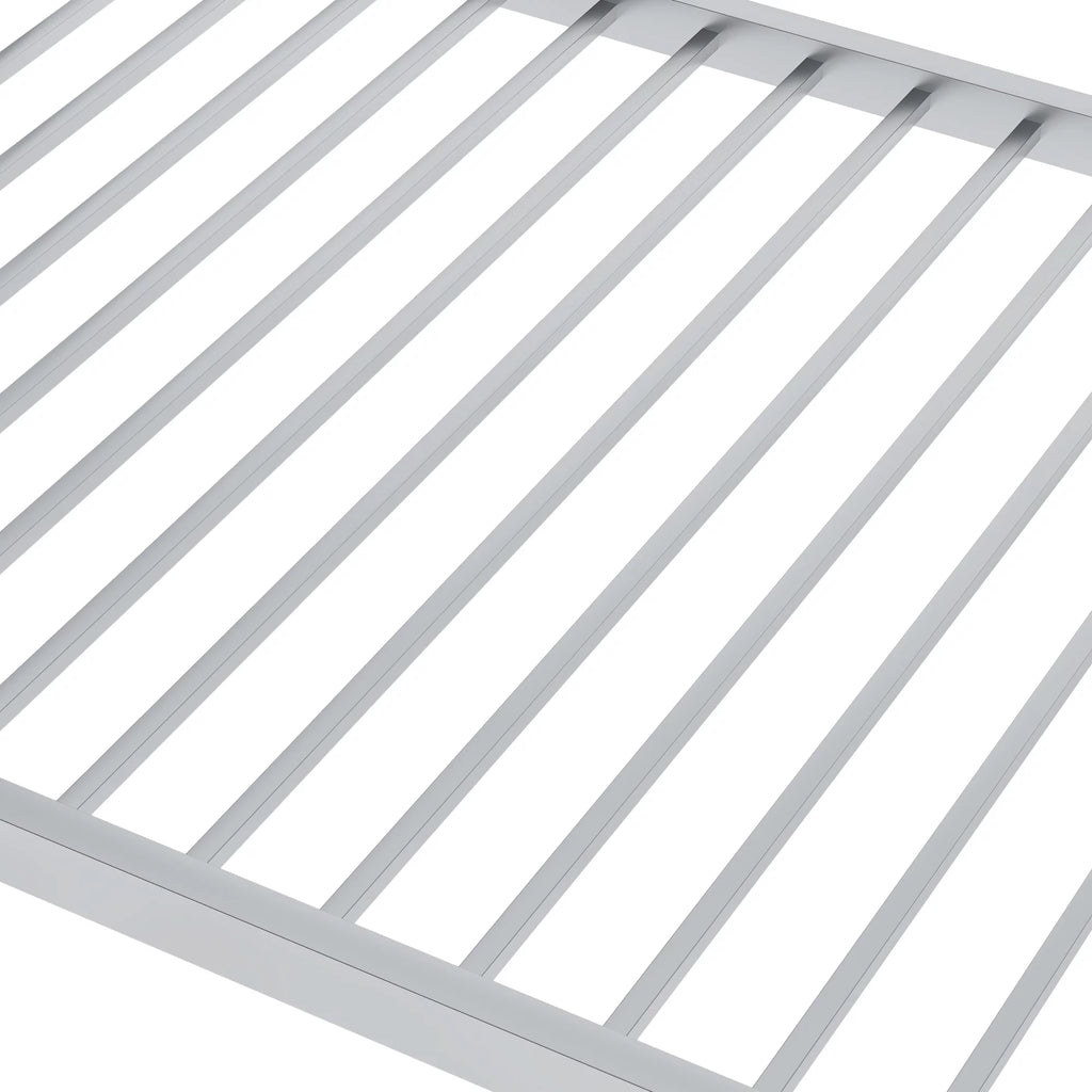 Metal Twin over Twin Low Bunk Bed with Ladder and Safety Guardrails I591