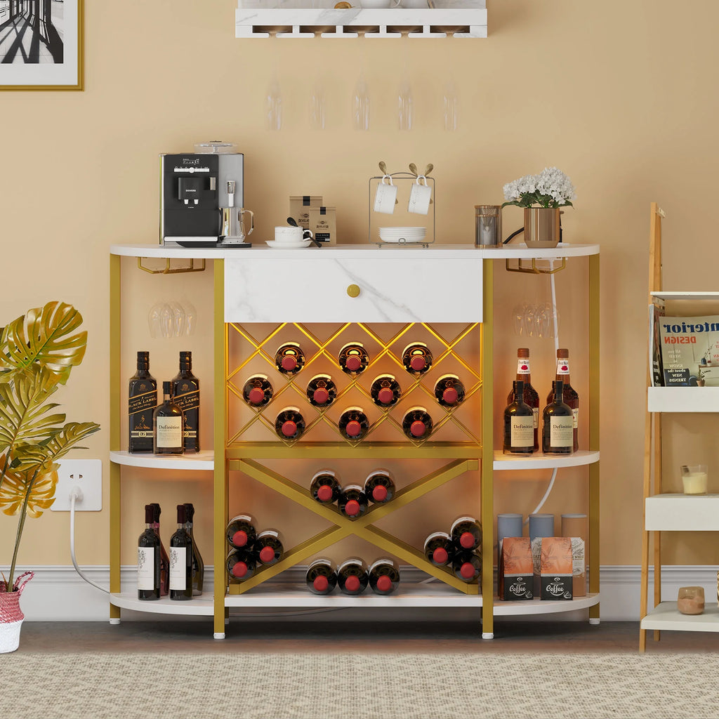 3-Tier Wine Cabinet with LED Lights and Power Outlets N224252