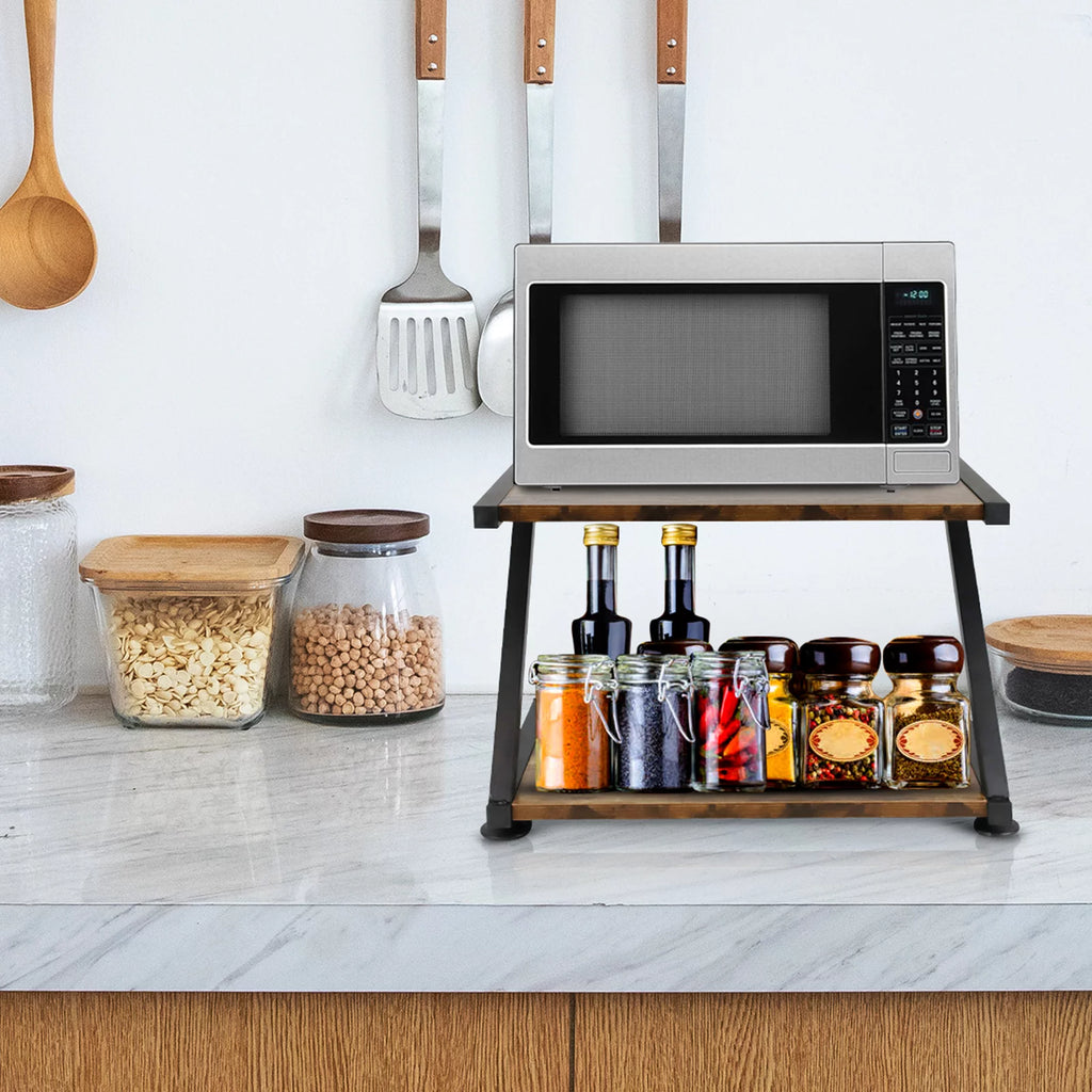 Black Brown 2-Tier Printer Stand with Wheels Y7176