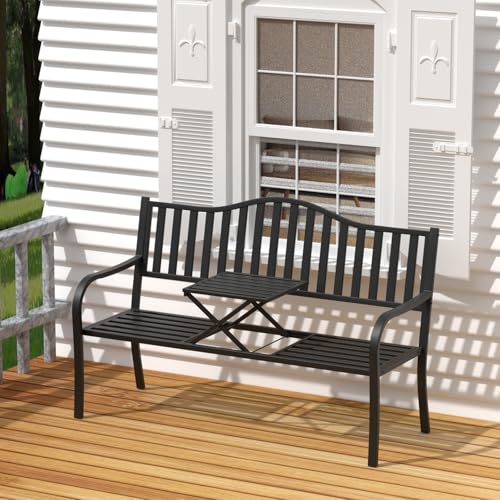 Outdoor Bench with Small Table V9654