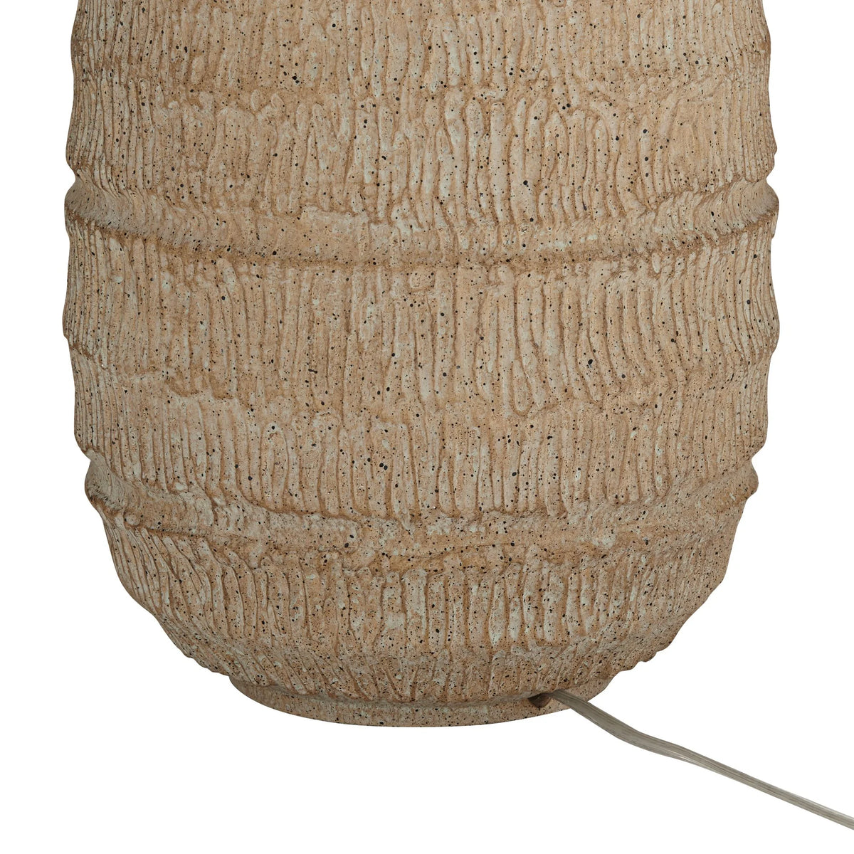 Farmhouse Rustic End Table Lamp Beige Faux Wood Oatmeal Fabric Shade M163