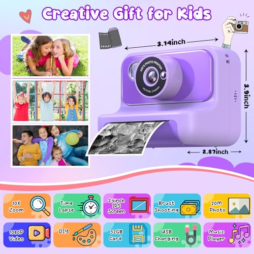 Blue Instant Print Kids Camera with 32GB Card P556