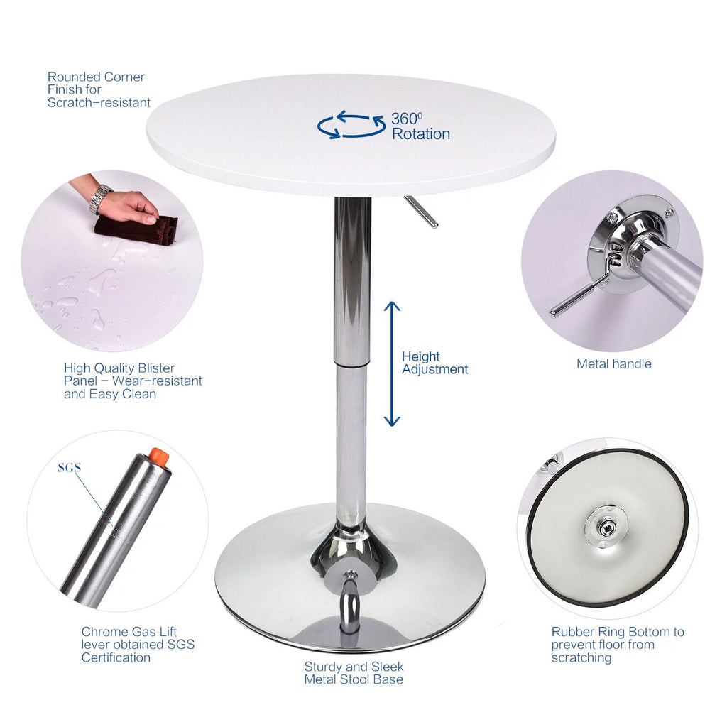 White Adjustable Height Round Bar Table C7364