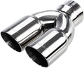 Dual Exhaust Tip 3 Inch Inlet 3" Outlet 9.5" Long Double Wall Polished Stainless Steel Pack of 2 Q319975
