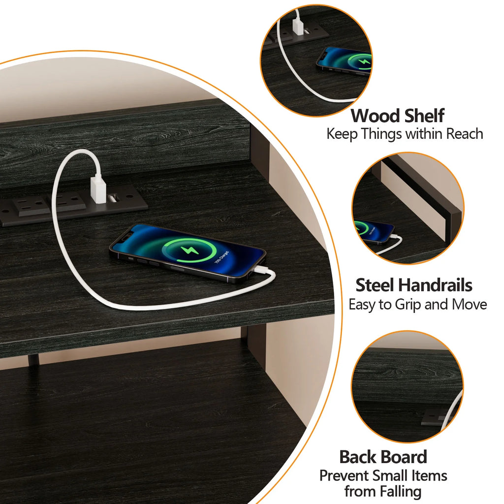 White Fabric Vertical Dresser with Charging Station R878