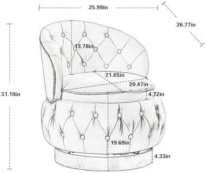 Velvet Upholstered Swivel Barrel Chair T609
