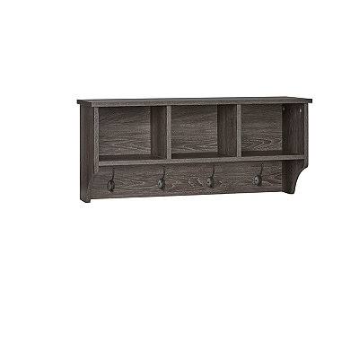 Wood Wall Shelf with Hooks R68570