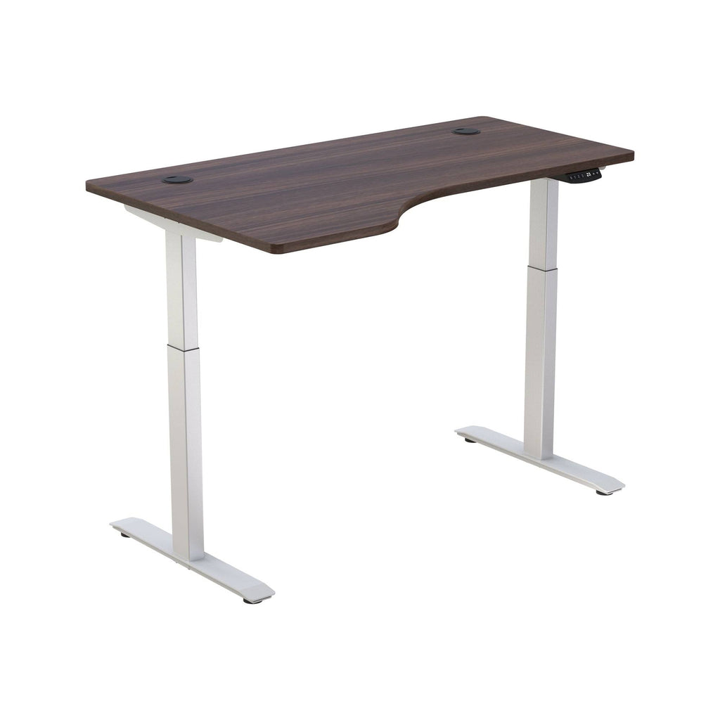 White/Brown L-Shaped Electric Height Adjustable Standing Desk N2671