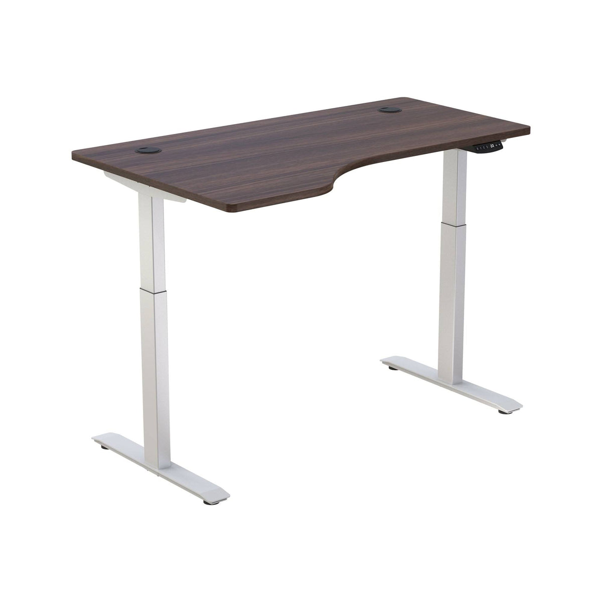 White/Brown L-Shaped Electric Height Adjustable Standing Desk N2671
