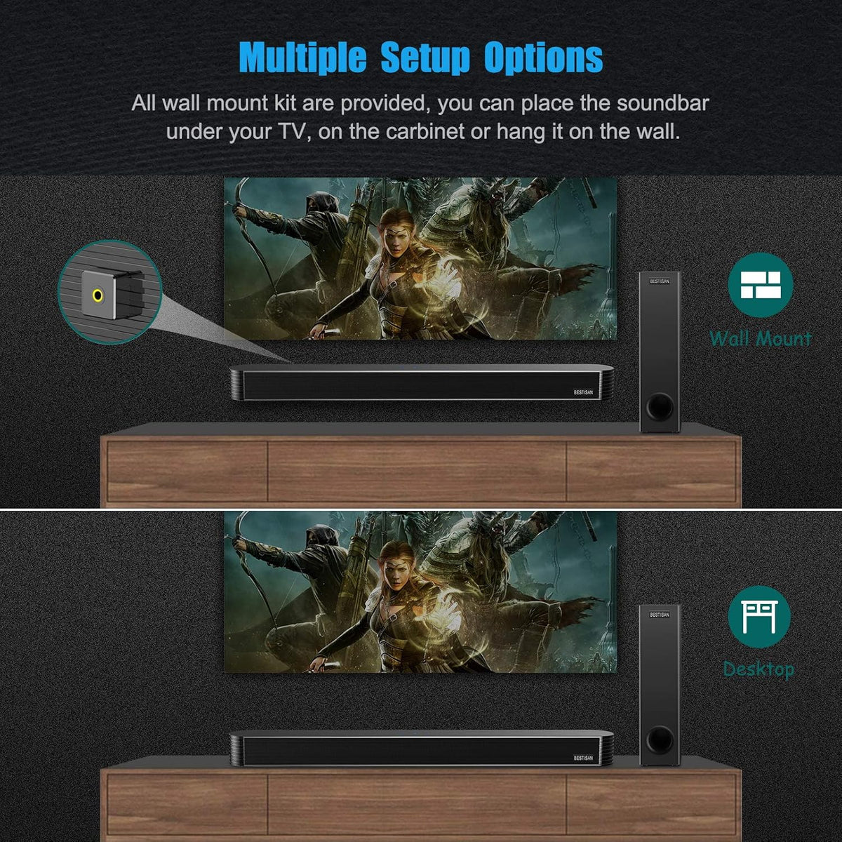27 Inch Bluetooth Sound Bar with Subwoofer V797533