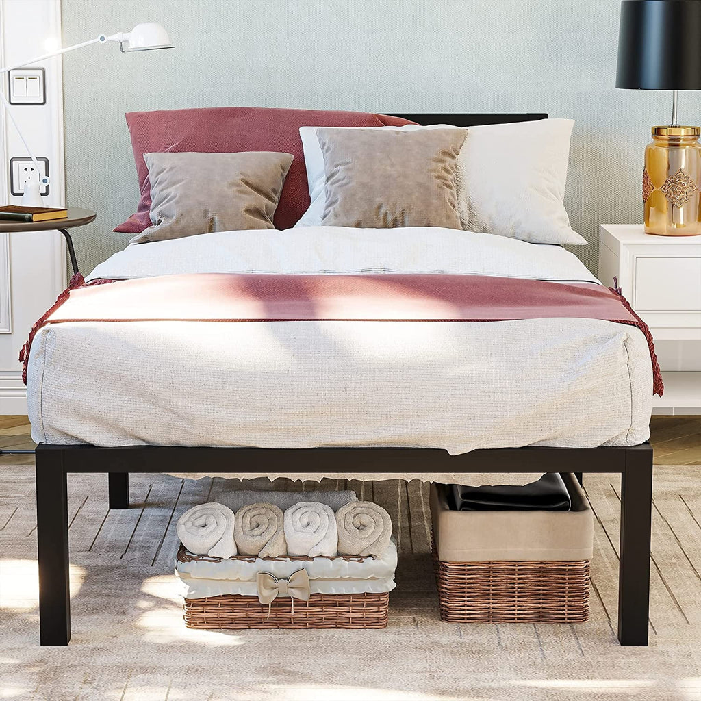 Twin Size Black Metal Bed Frame with Headboard Q1373