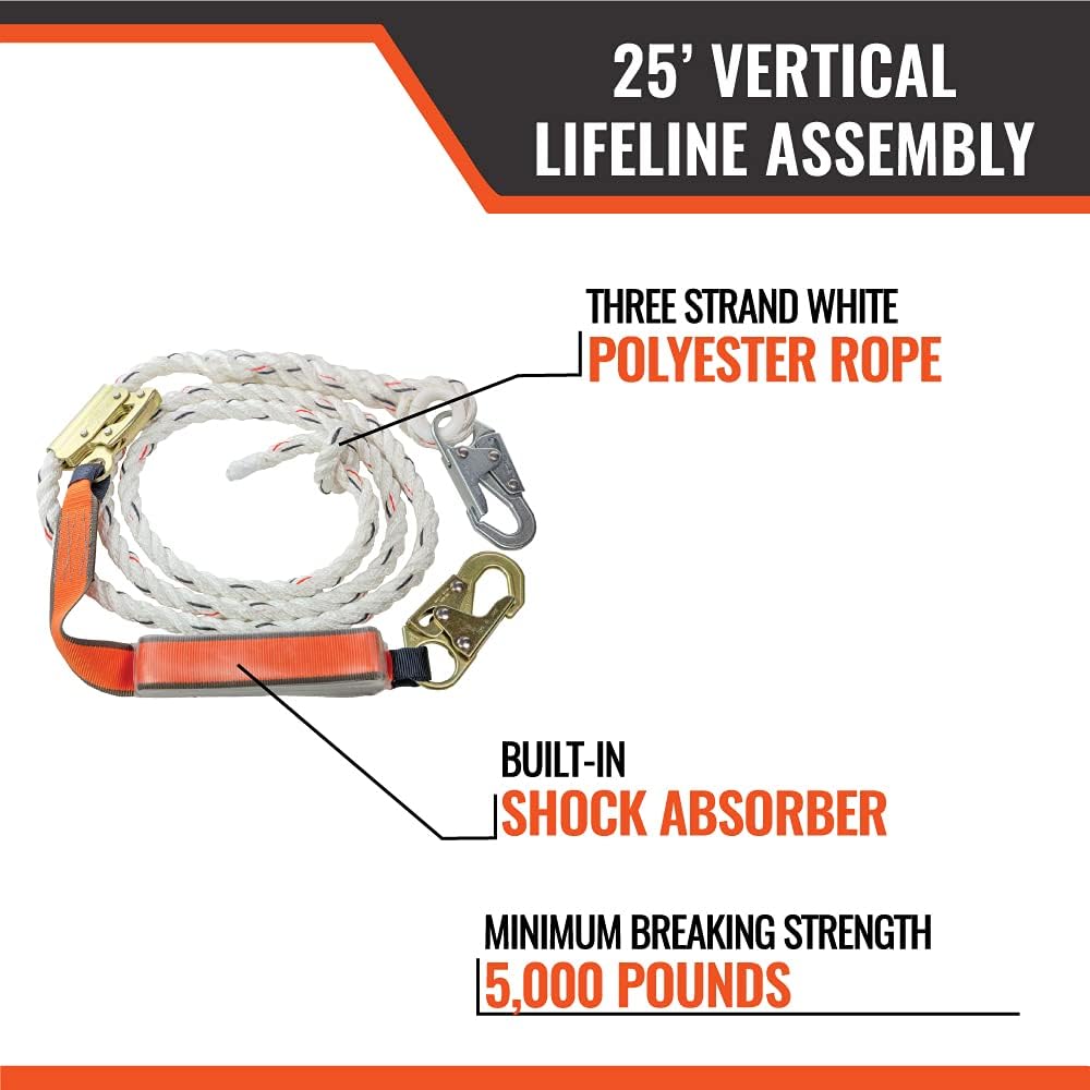 100’ Vertical Lifeline Assembly with Shock Absorber and 18” Extension Lanyard T572882