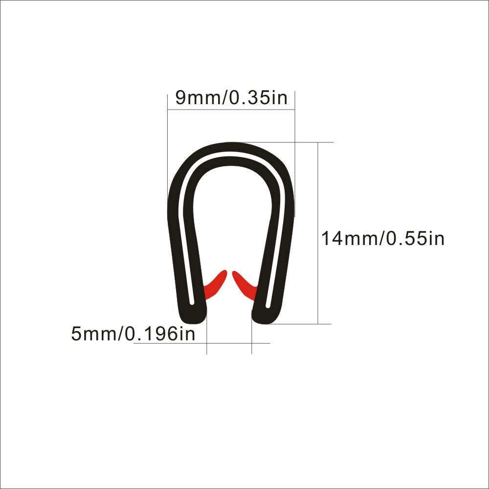Black PVC Rubber U Edge Trim Weather Strip Protector, 21 FT, Pack of 2 P998395