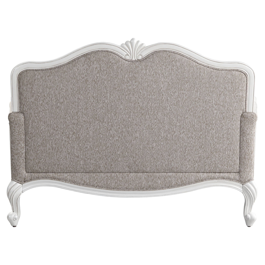 Beige and White Loveseat with 3 Pillows I440320