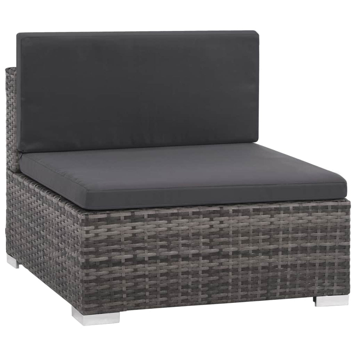 Set of 6 Poly Rattan Patio Sectional Corner Sofa with 2 Ottoman and Soft Cushions Gray T4640