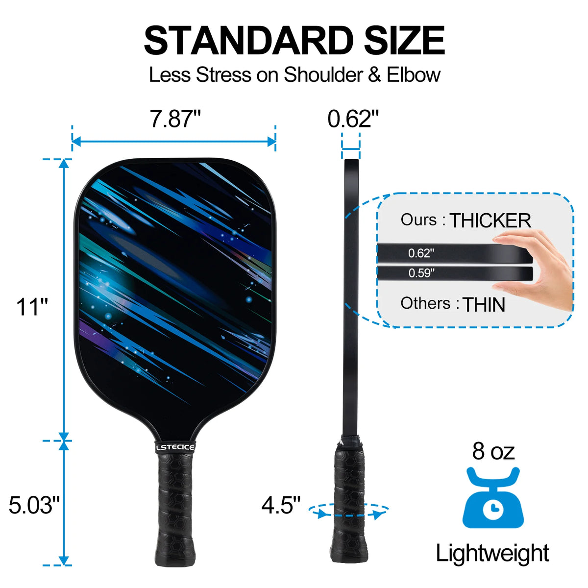 Fiberglass Composite 8oz Pickleball Paddle Set N563371