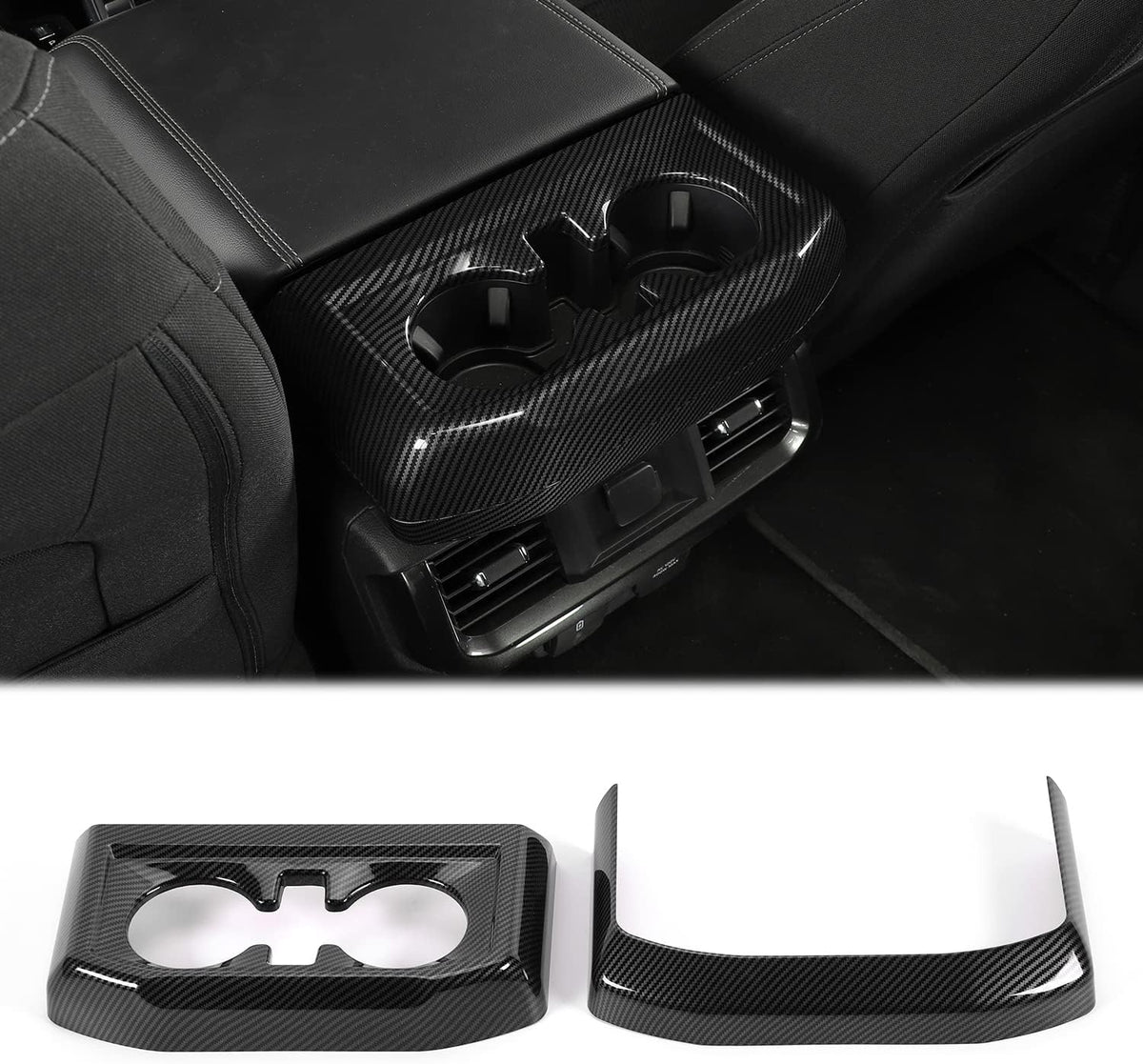Carbon Fiber Rear Water Cup Holder Panel Trim for Ford F150 Y449274