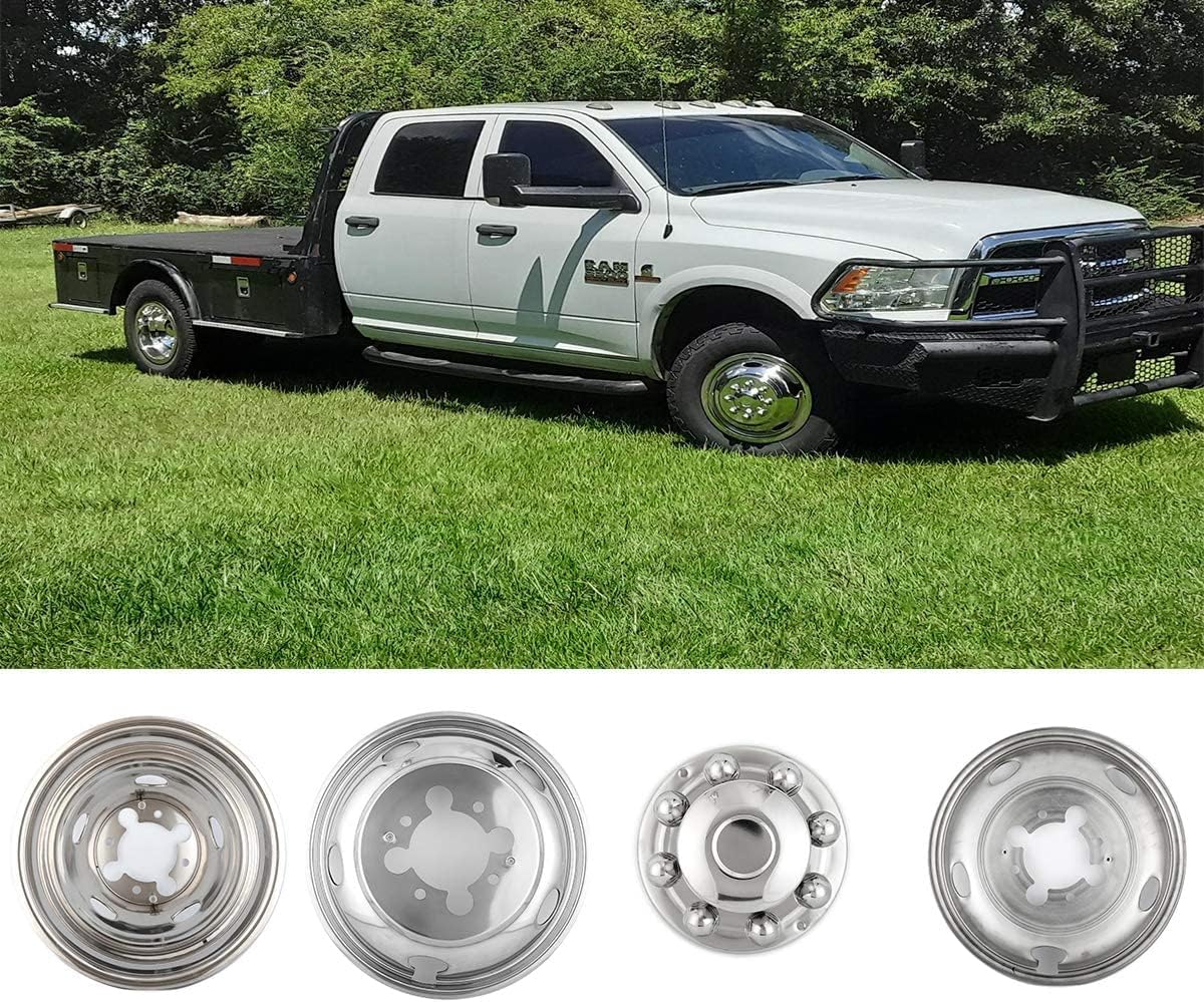 4pcs 17 Stainless Steel Polished Wheel Simulators Hub Caps Rim Covers with Removable Centre Cap I363