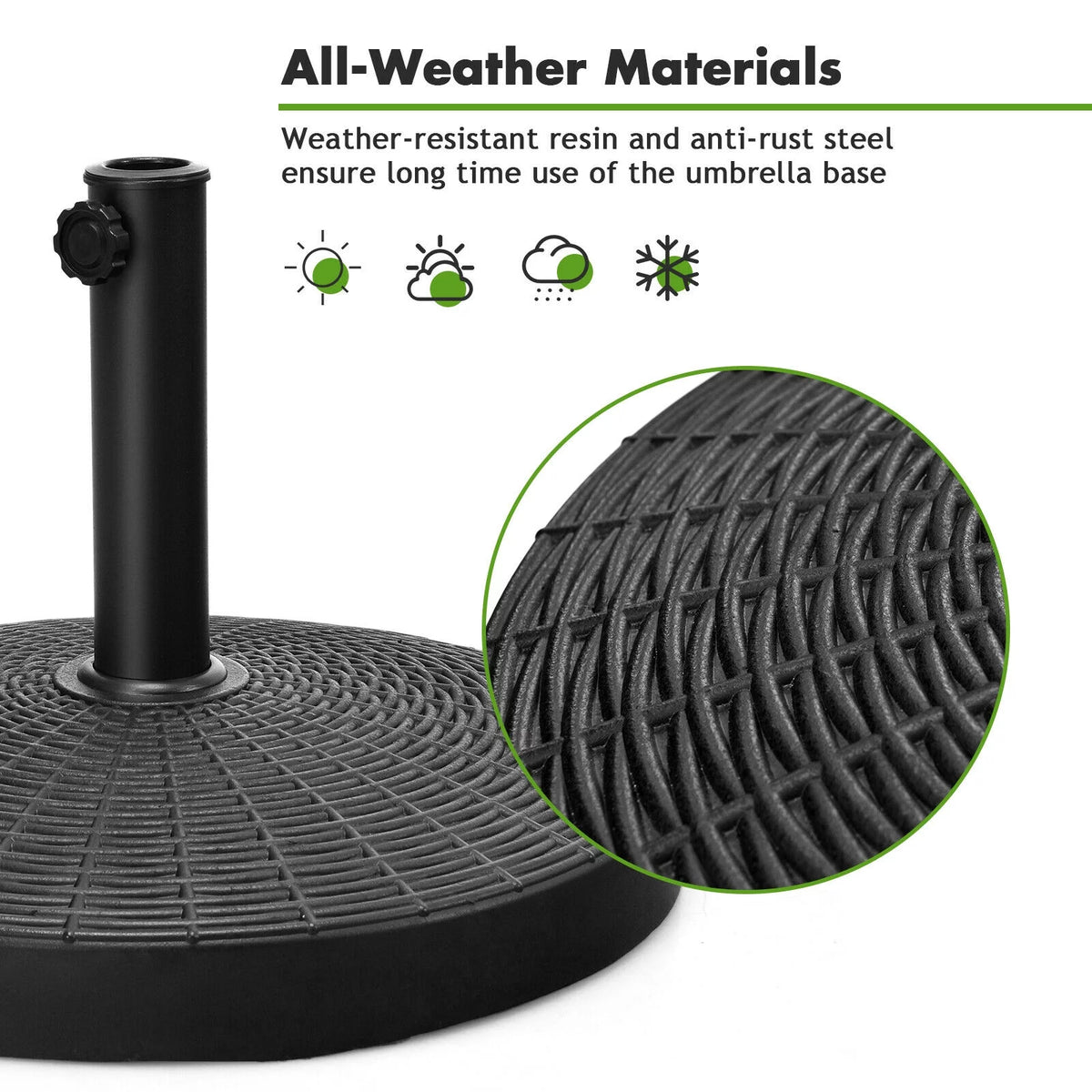 49lbs Round Resin Umbrella Base with Rattan Design V4555