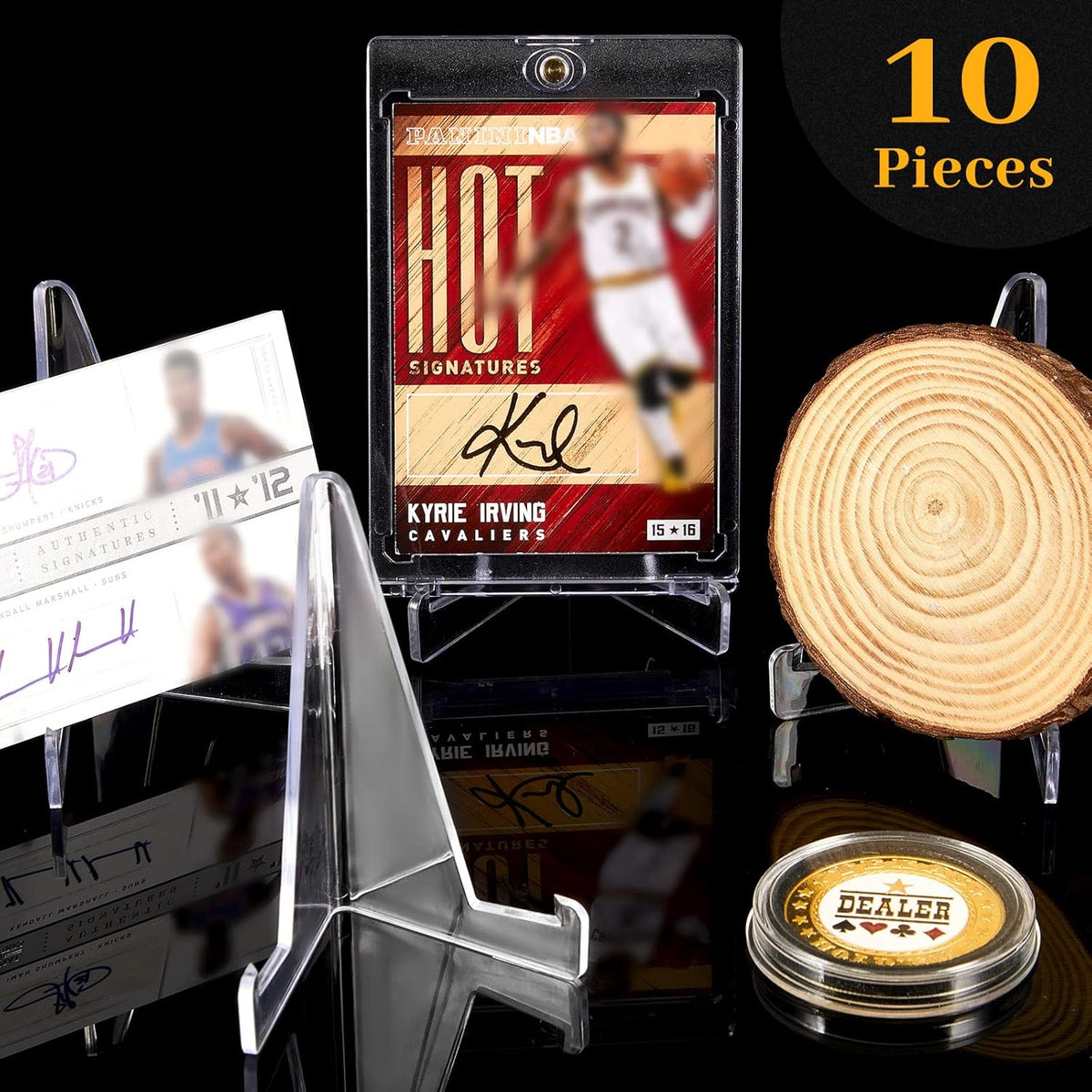 20 Pieces Magnetic Card Holders with 10 Packs Clear Acrylic Stands 35 Pt Clear Trading Cards Cases Protectors A511