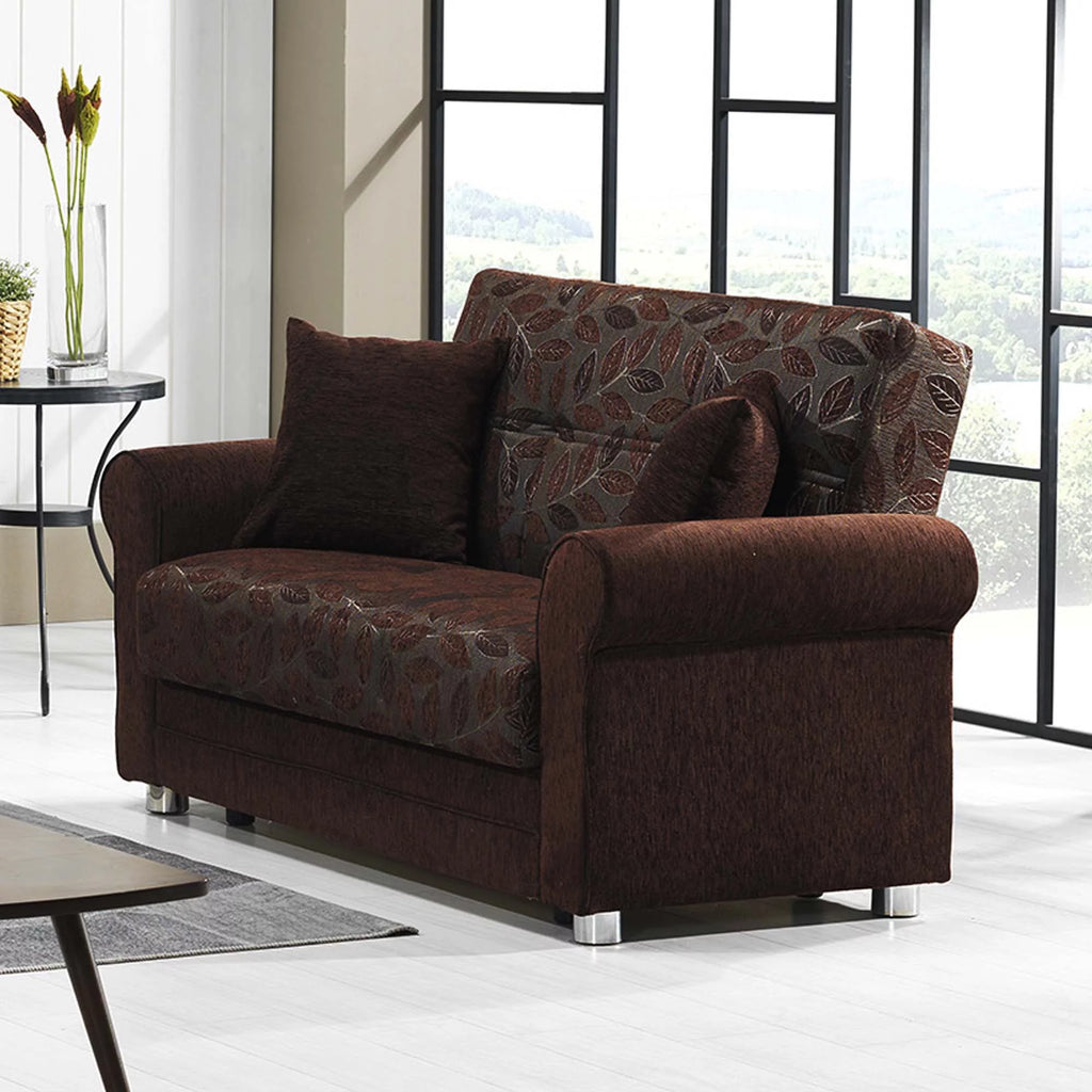 Dark Brown Chenille Sleeper Loveseat X603