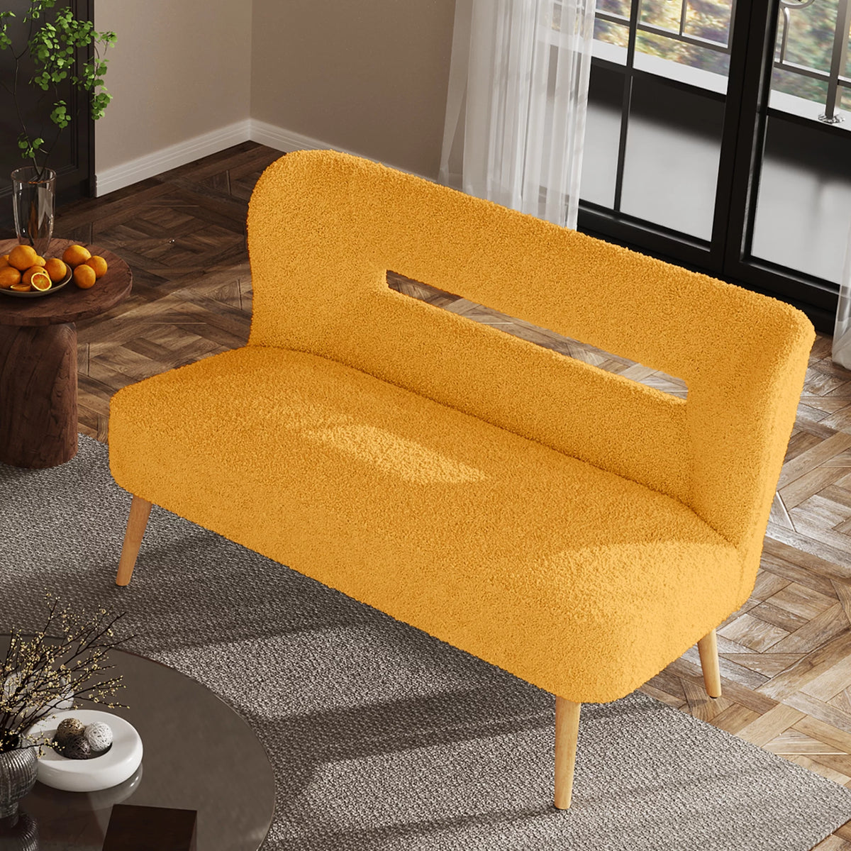 Cream Sherpa Loveseat Accent Chair P929927