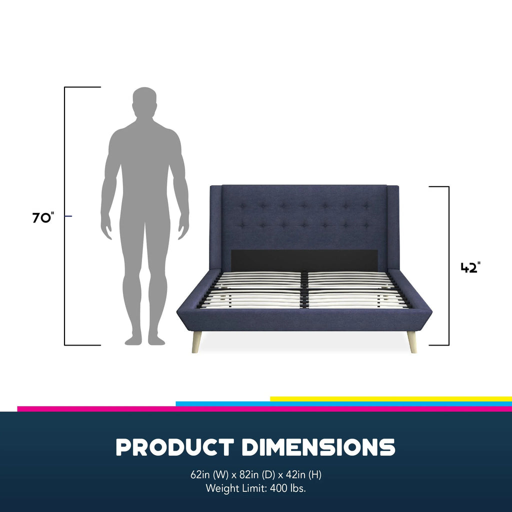 Queen Light Gray Linen Upholstered Bed F291219