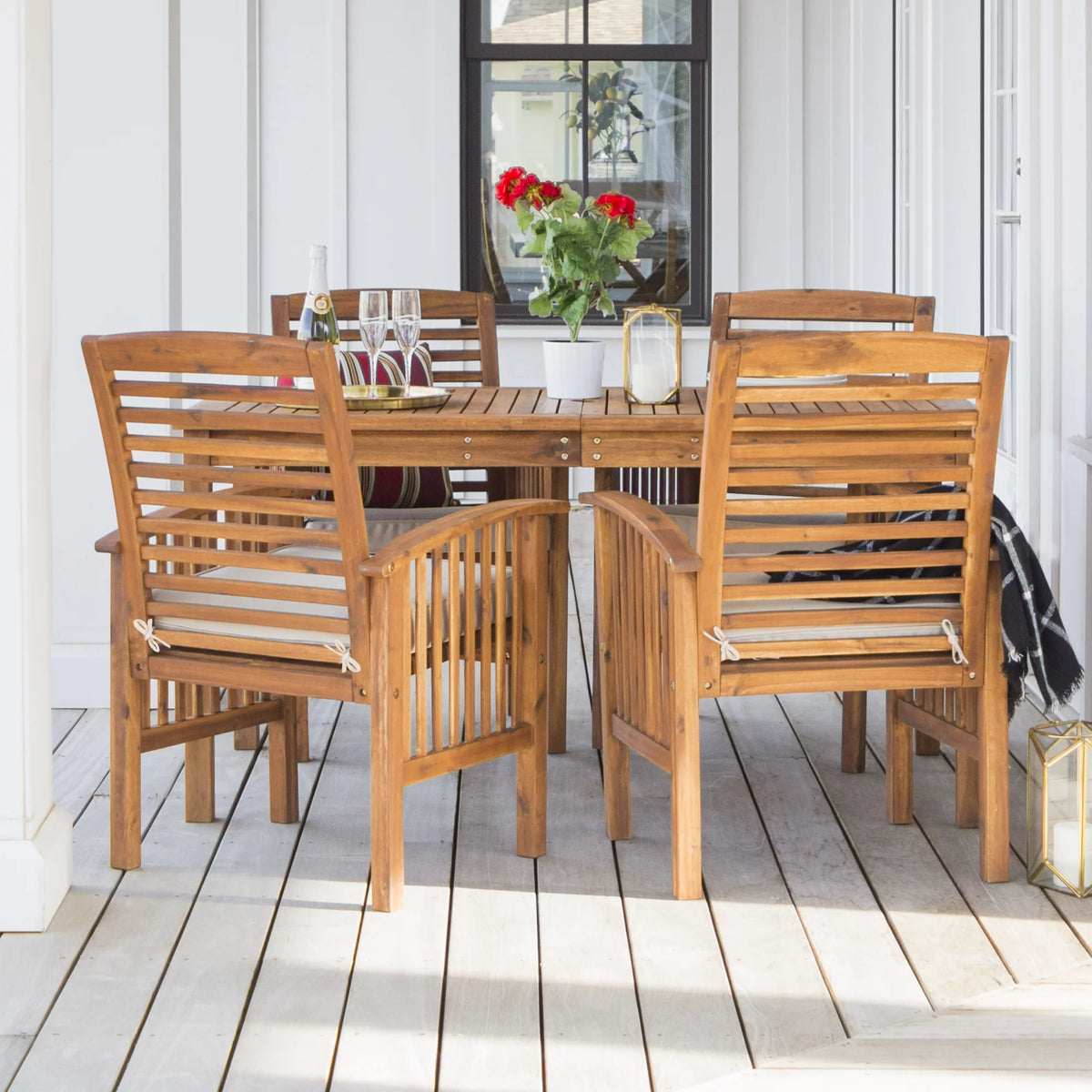 5-Piece Solid Wood Outdoor Patio Dining Set R28395