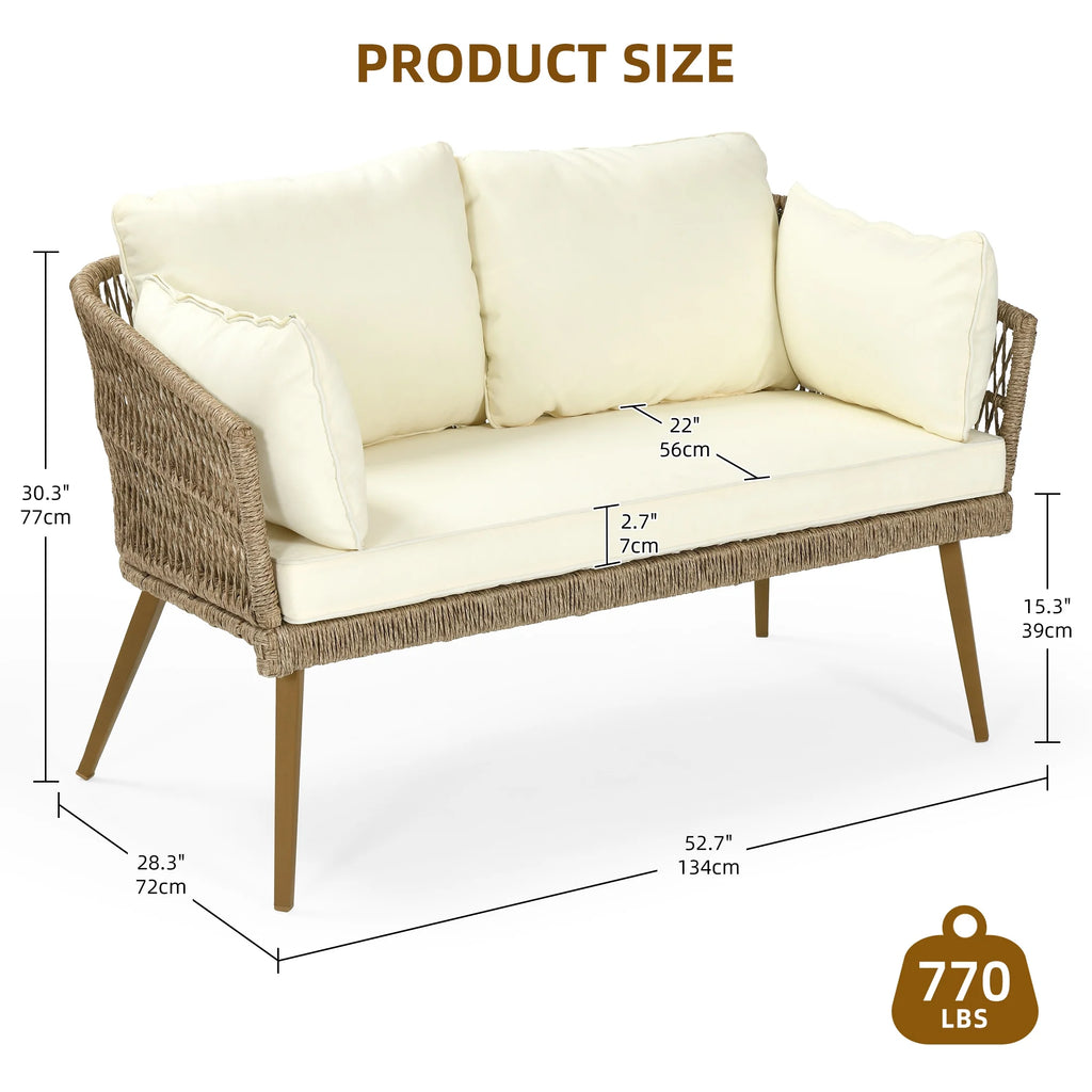 L-Shaped All-Weather Wicker Patio Sofa with Cushions G4364