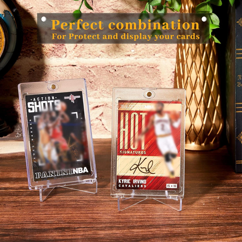 20 Pieces Magnetic Card Holders with 10 Packs Clear Acrylic Stands 35 Pt Clear Trading Cards Cases Protectors A511