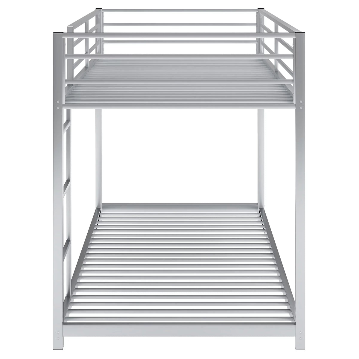 Metal Twin over Twin Low Bunk Bed with Ladder and Safety Guardrails I591