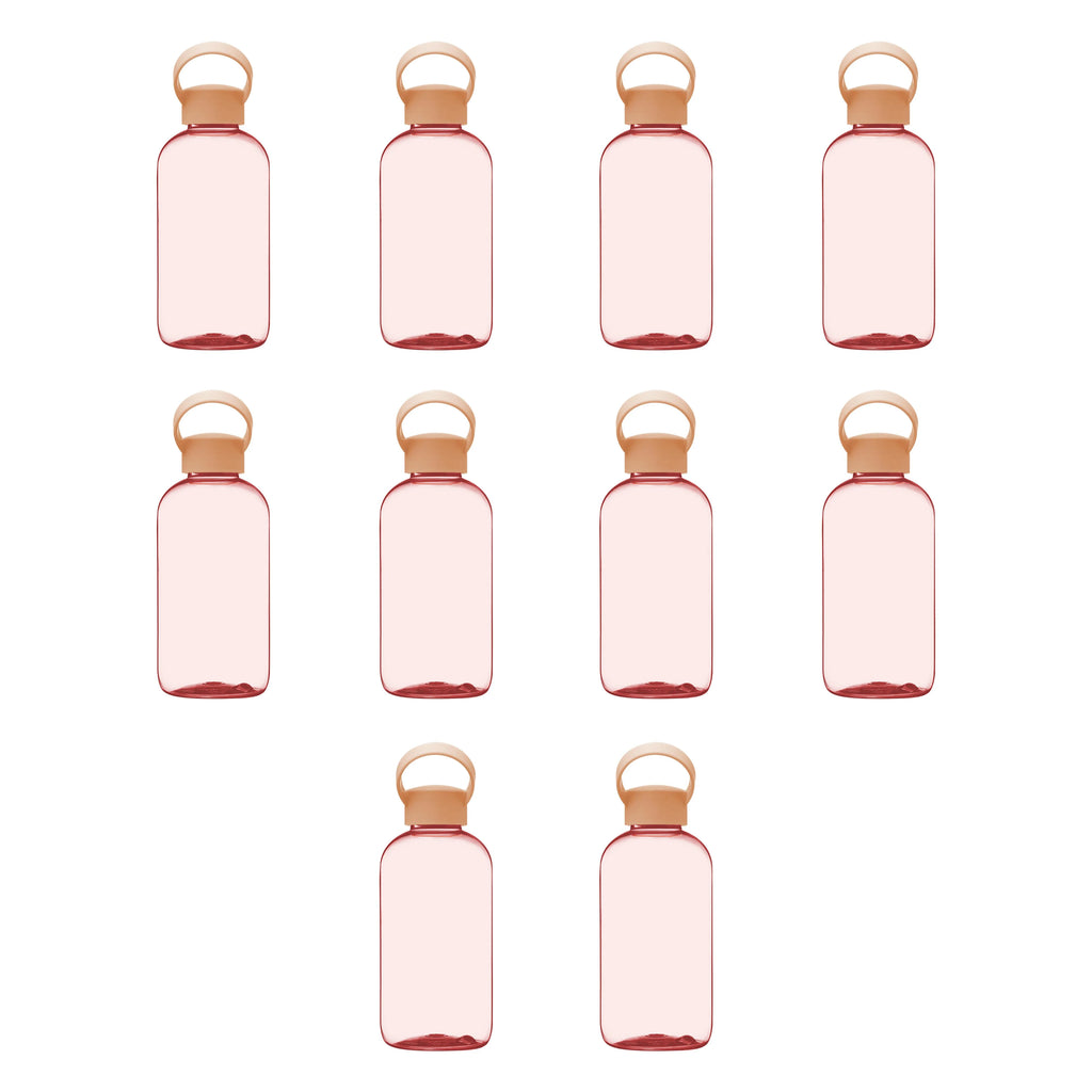 10 Pc Light Pink Plastic Water Bottles with Handle K3083