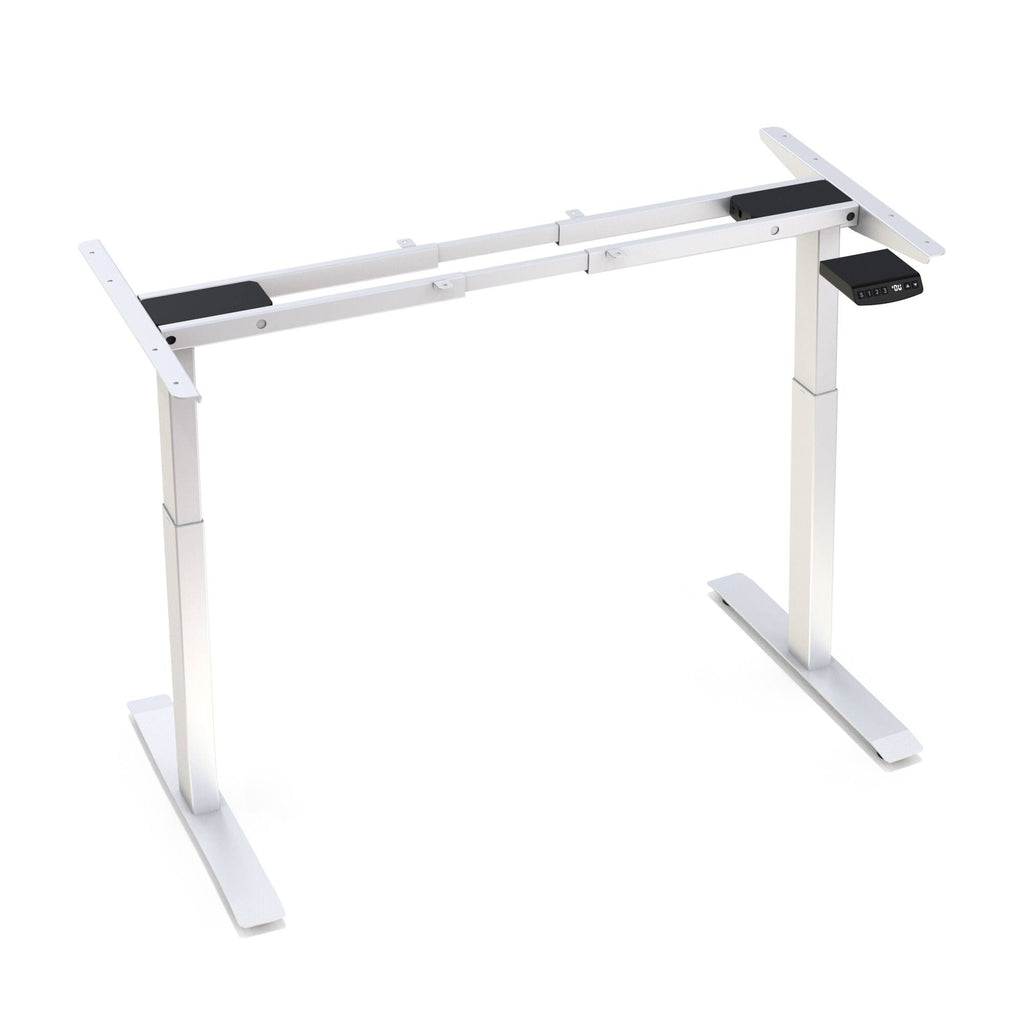 White/Brown L-Shaped Electric Height Adjustable Standing Desk N2671