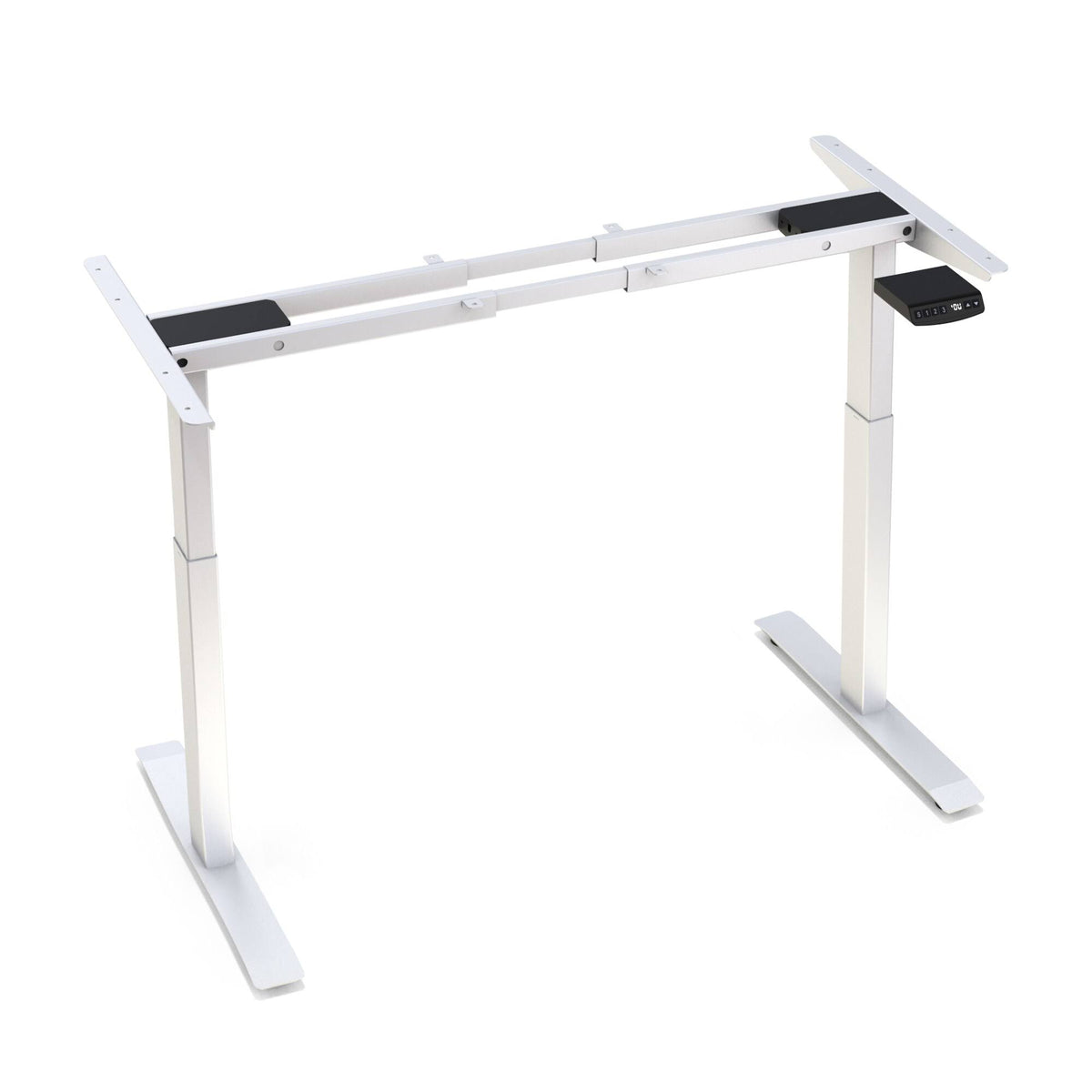 White/Brown L-Shaped Electric Height Adjustable Standing Desk N2671