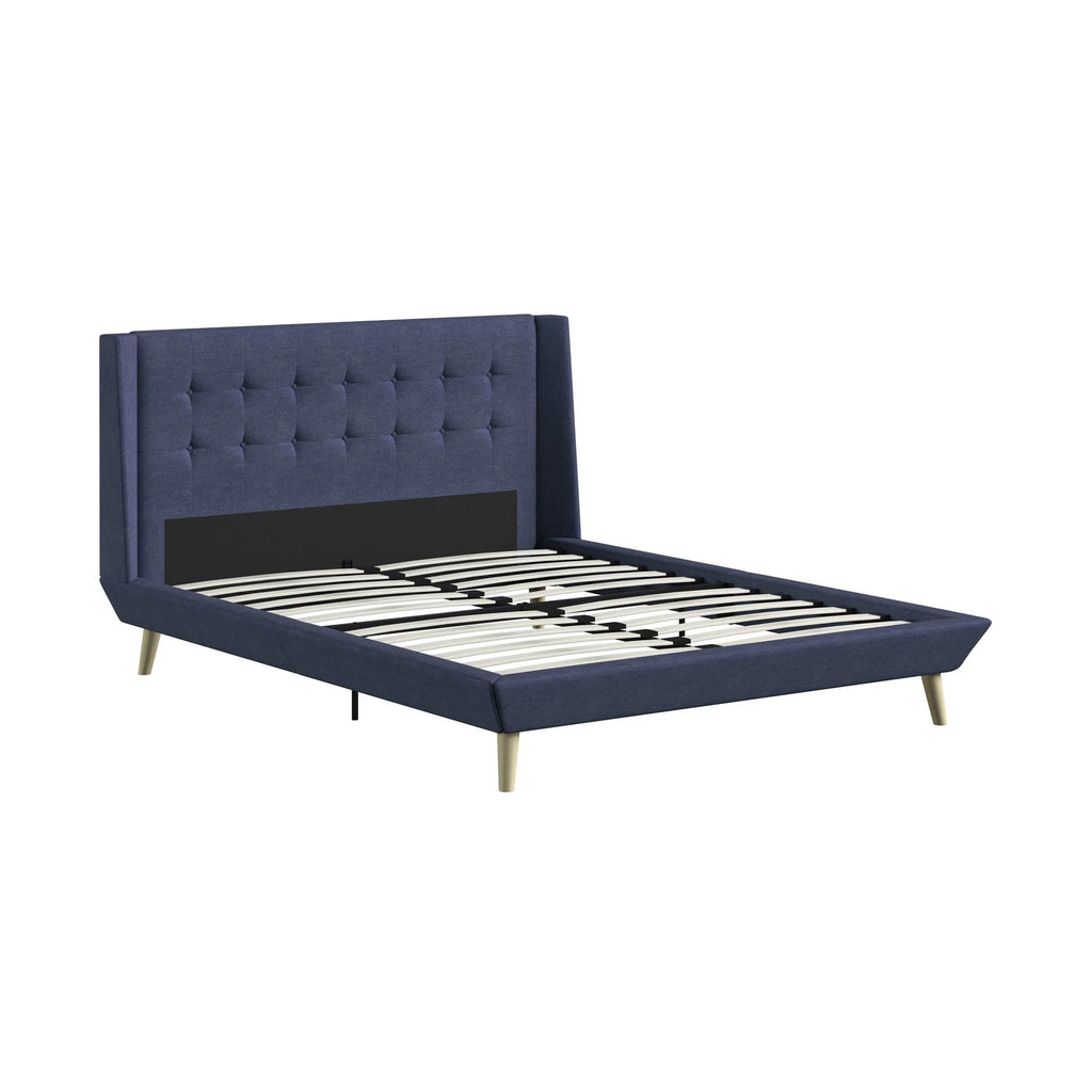 Queen Light Gray Linen Upholstered Bed F291219