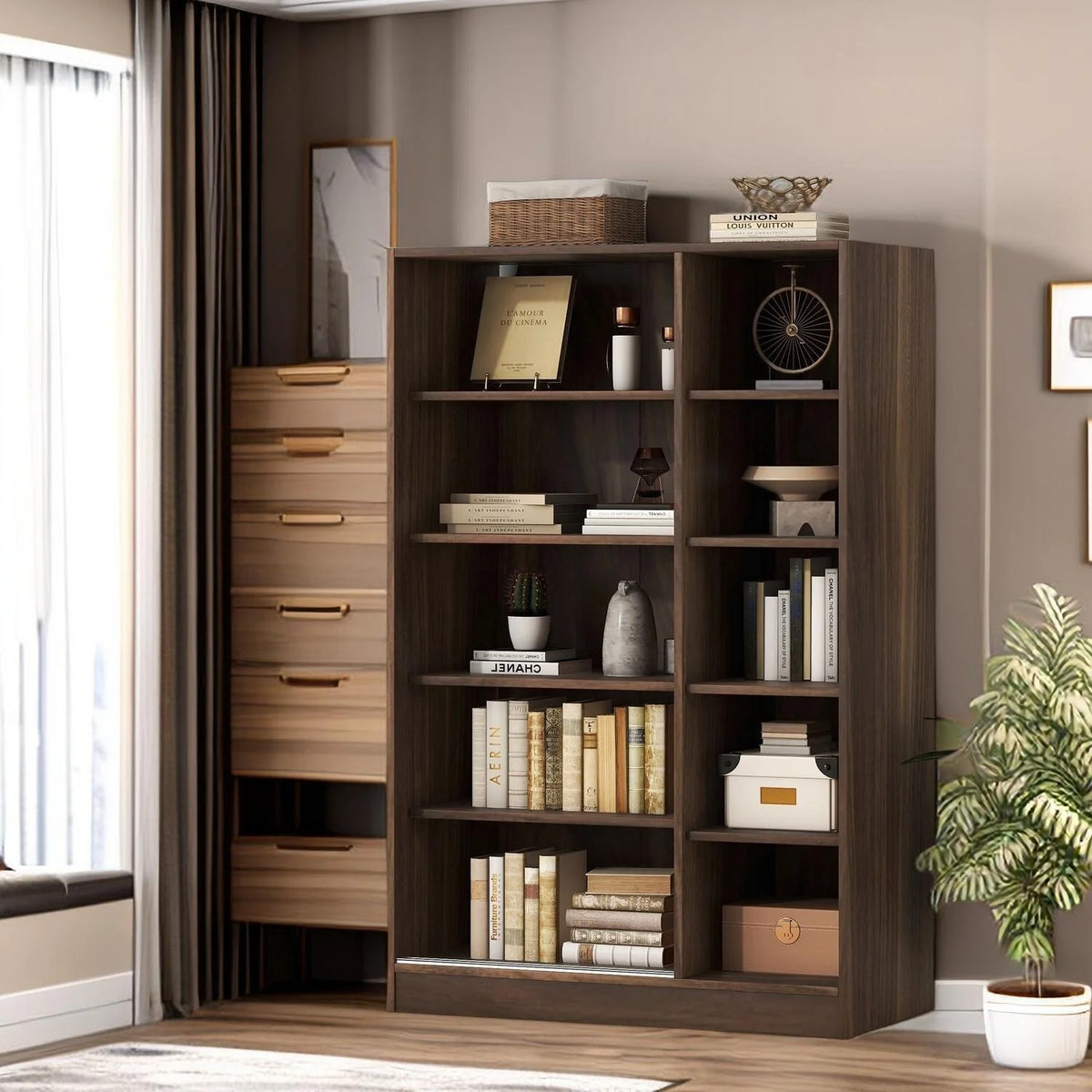 Mid-century 3-Door Wardrobe with Shelves H5463