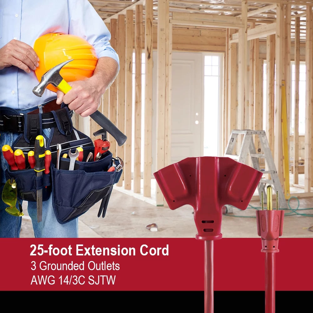 25FT 14/3 Triple Outlet Extension Cord Q412503