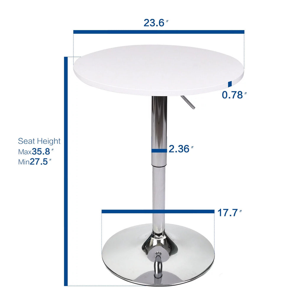White Adjustable Height Round Bar Table C7364