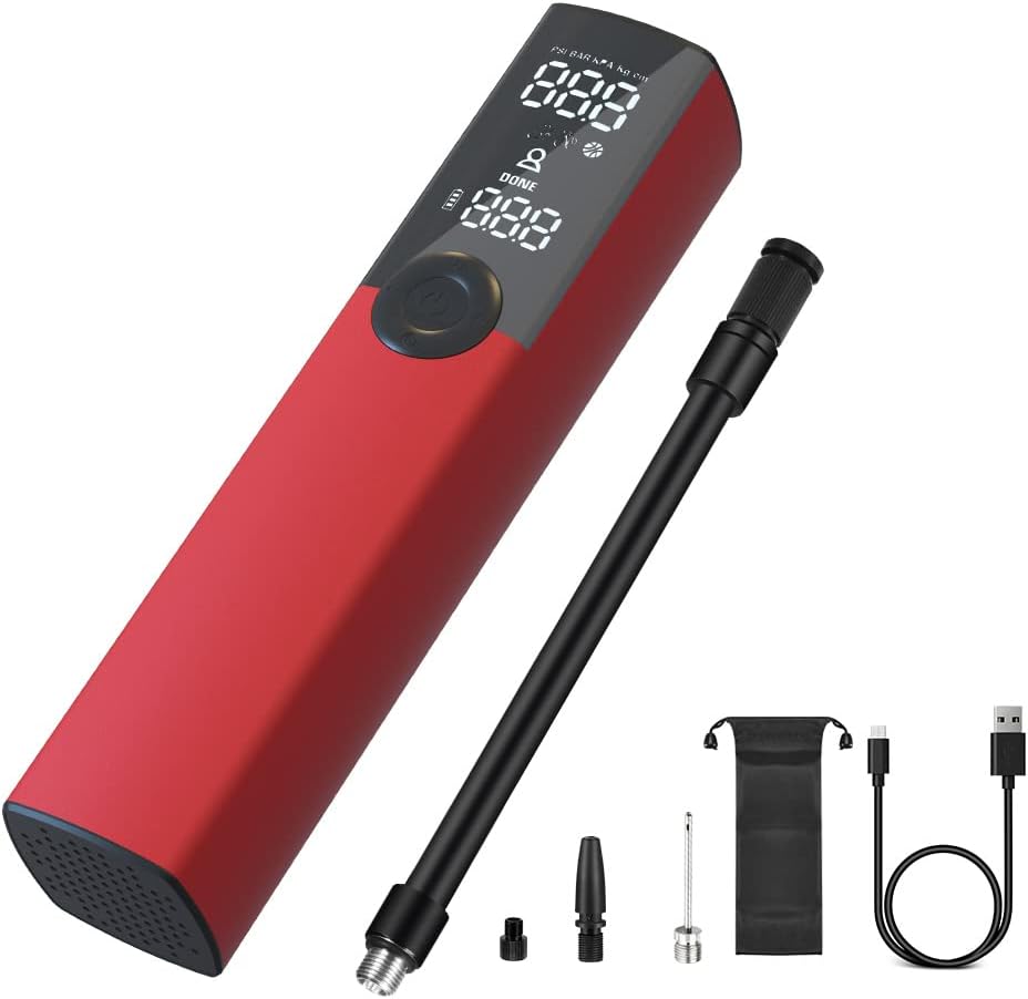Tire Inflator Electric Bike Pump, Portable Air Pump, Auto Shut-Off, 120PSI, Rechargeable, Black, Pack of 2 B165029