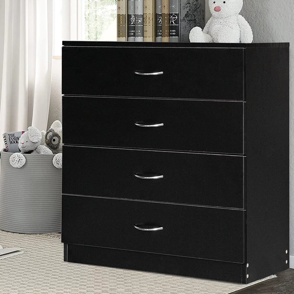 Black 4 Drawer Wood Dresser T5707