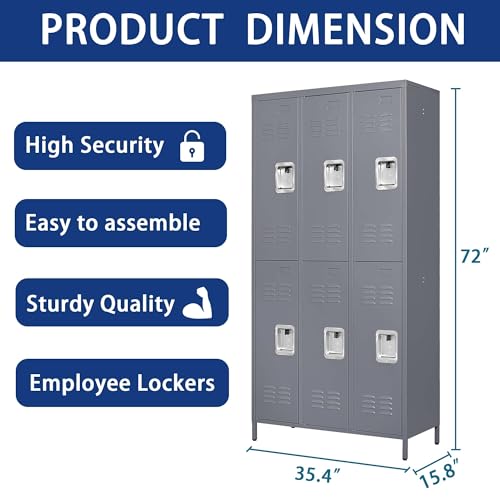 6 Door 72" H Metal Lockers with Lock L109466