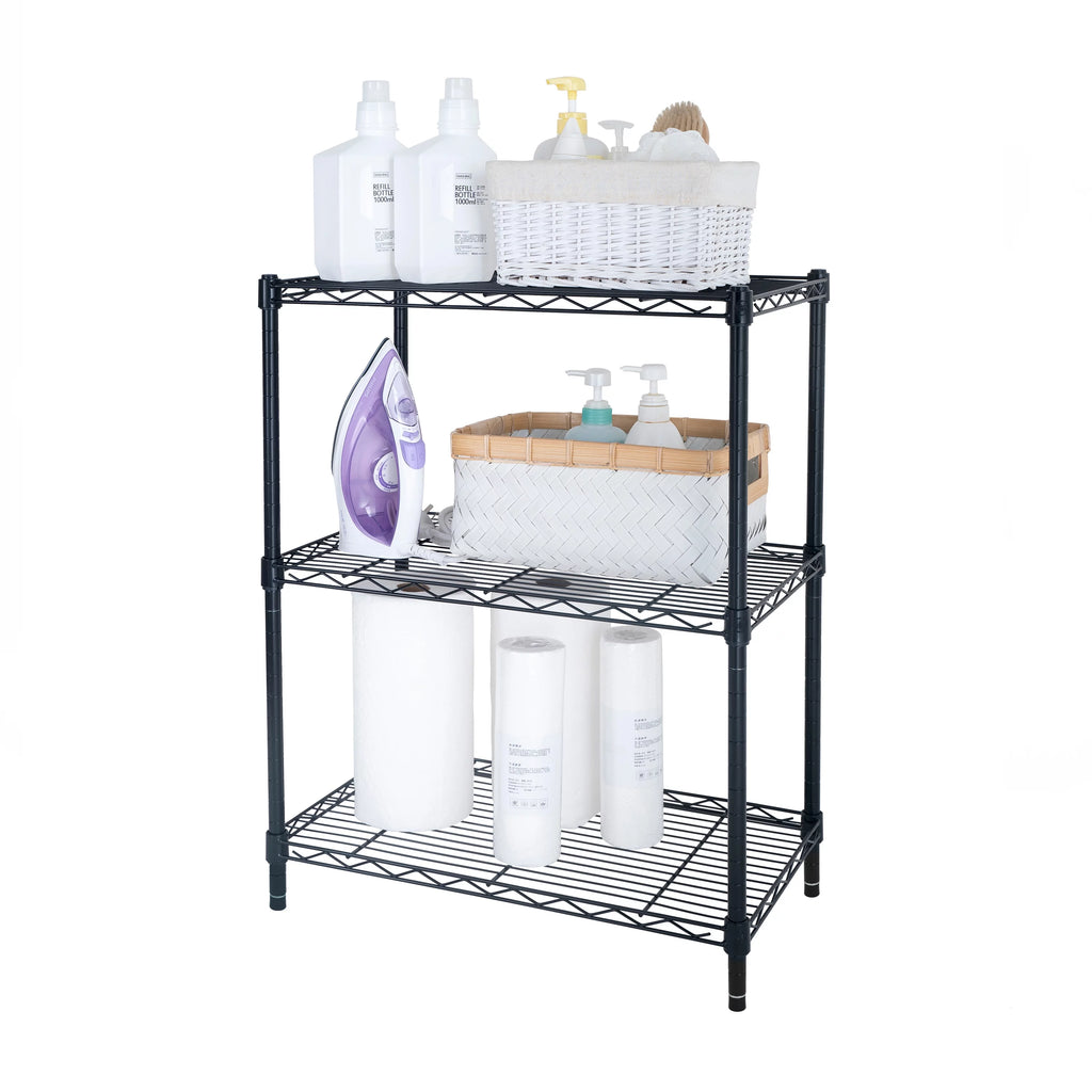 Steel 3-Tier Storage Shelf Unit Black H471